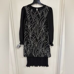 Vintage Boston Maid Elegant Sheer  Black Sequin Dress Size 4
